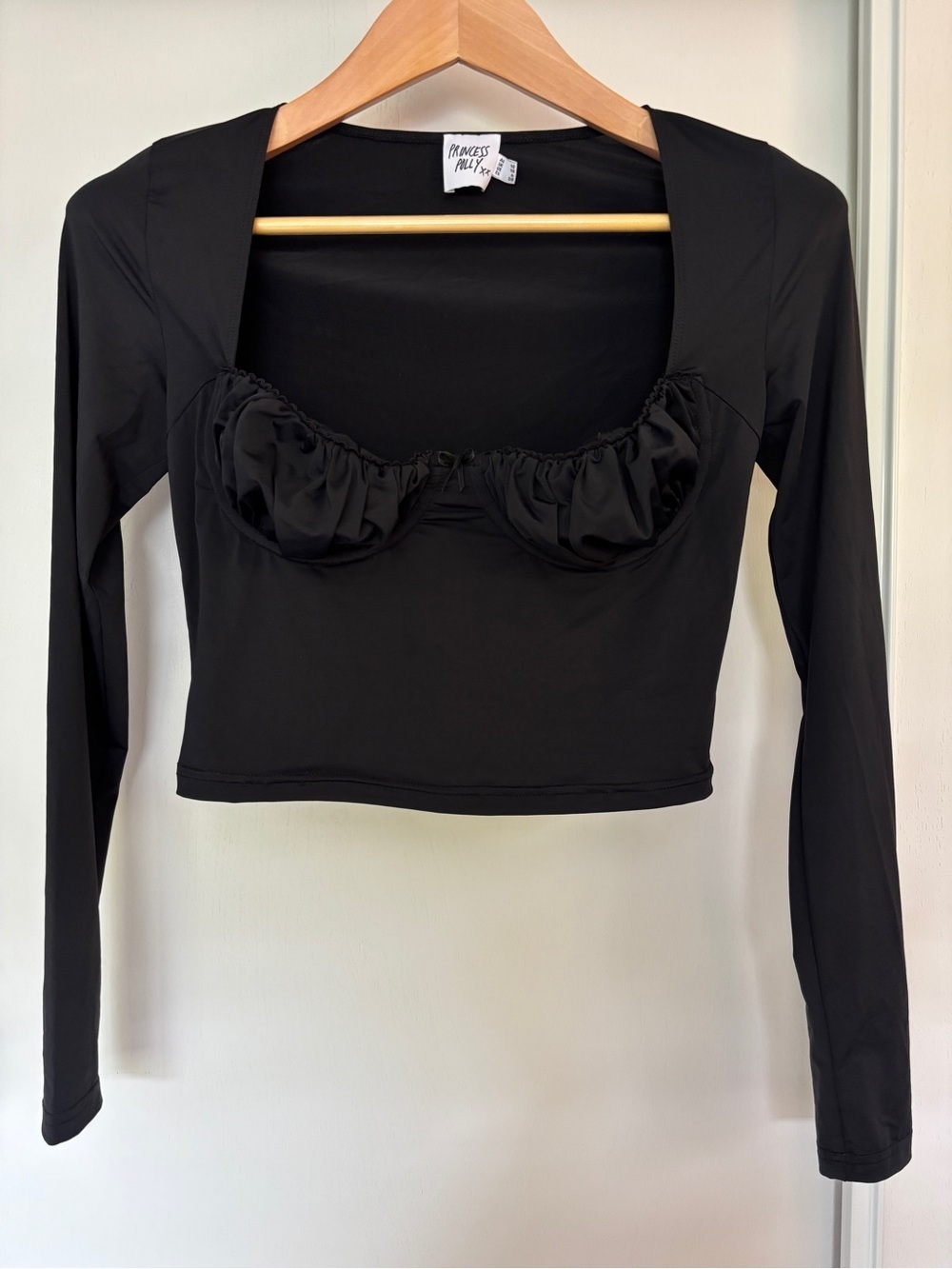 Whimsigoth Y2K Top Size 6 Black Cropped Coquette Black Witchy Going Out Feminine